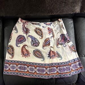 Designer Tory Burch Etno Bohemian Multicolor Paisley Silk Mini Skirt, Size 4